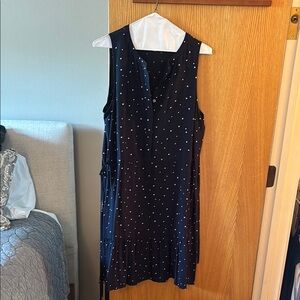 LOFT Navy Sleeveless Star Polka Dot Midi Dress